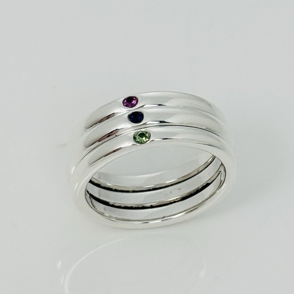Size 7 Tiffany & Co Ruby Sapphire Emerald Stacking Triple Ring by Elsa Peretti - Picture 3 of 7